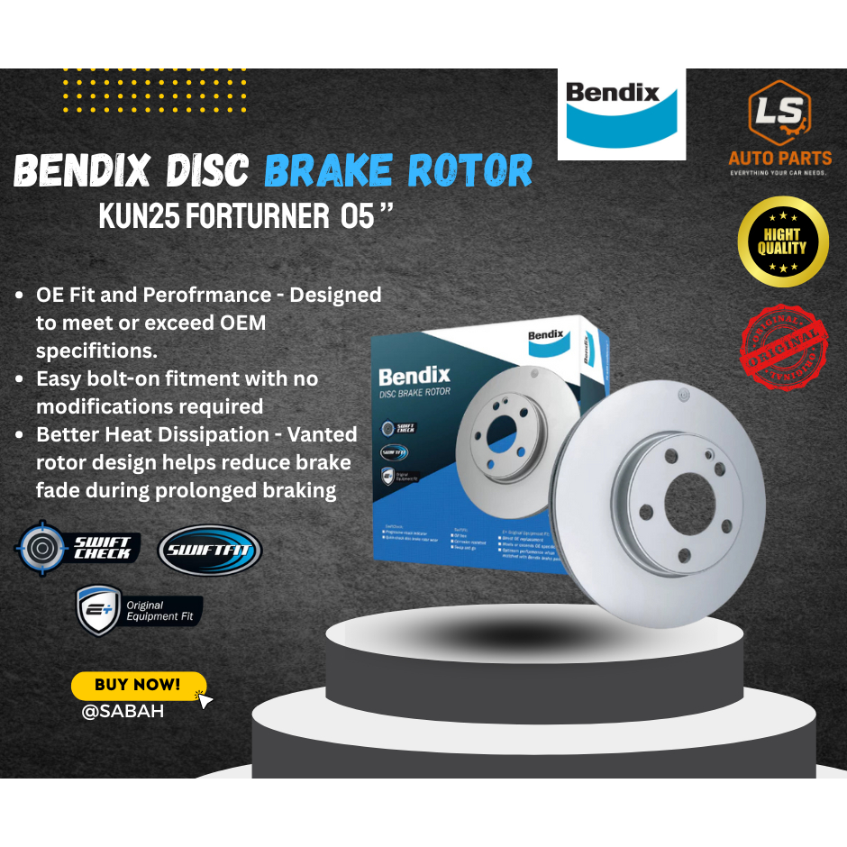 BENDIX DISC BRAKE ROTOR FRONT (1 SET) KUN25, FORTURNER | Shopee Malaysia