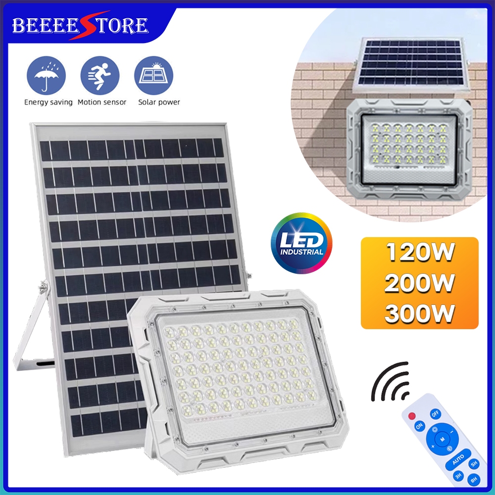 120W 200W 300W LED Solar Flood Lights (385LED) DAYLIGHT 6500K PORTABLE ...