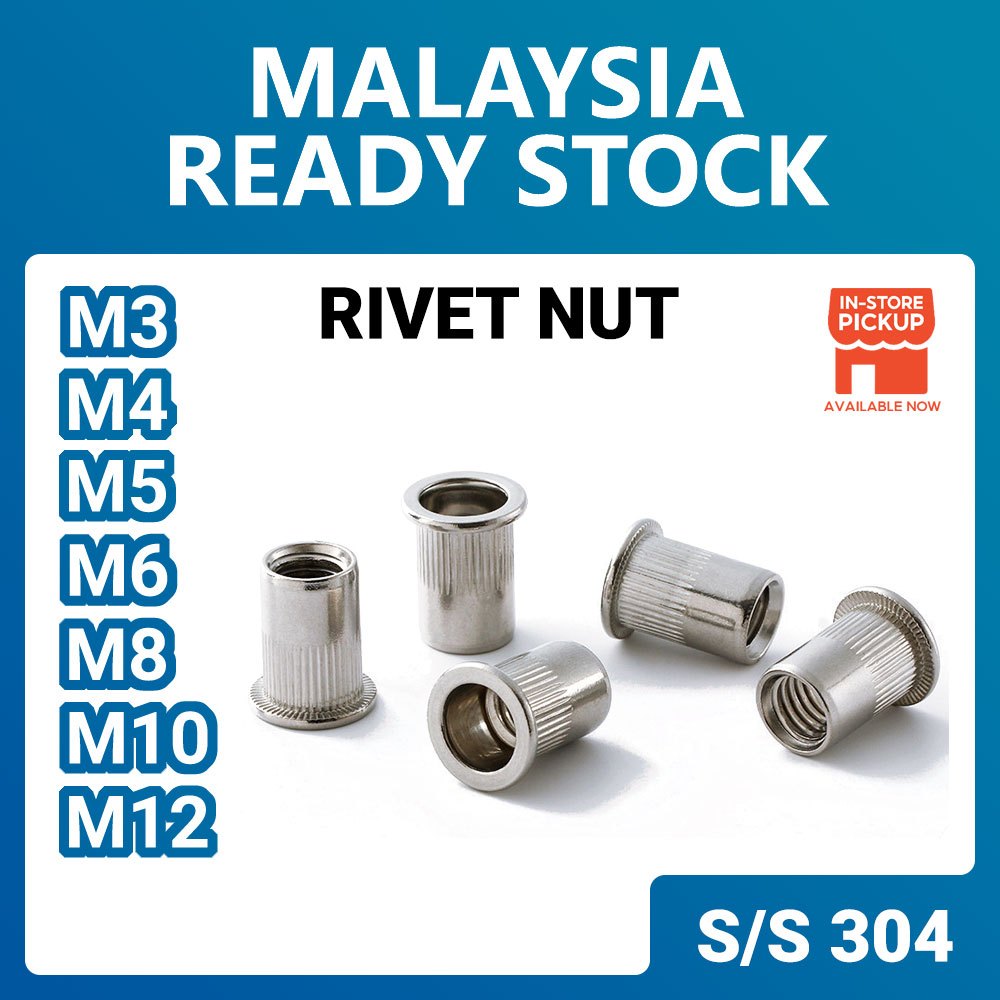 Rivet Nut Flat M3 M4 M5 M6 M8 M10 M12 | 304 Stainless Steel Strong ...