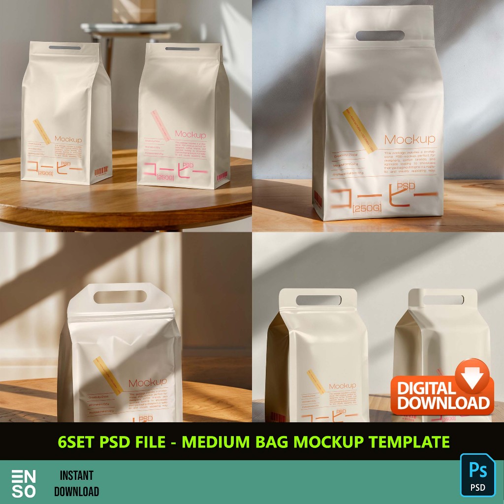 6 Set PSD Files - Medium Bag Mockup Template | Photoshop Mockup Files ...