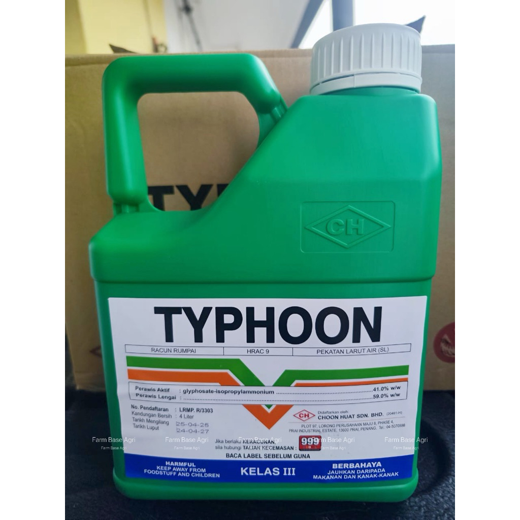 [ Ready Stock ] 4 Liter TYPHOON Glyphosate 41% Weed Killer Herbicide ...