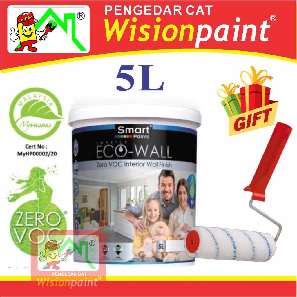 5 LITER ( 5L ) Smart Paints ( ECO-WALL ) SMARTEX / INTERIOR PAINT / Cat