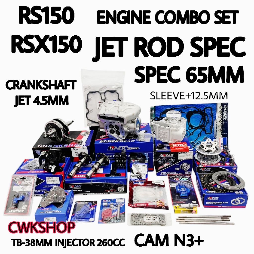 COMBO RS150 RSX150 RACING ENGINE COMBO SET JET ROD SPEC 65MM HEAD 22/25 ...