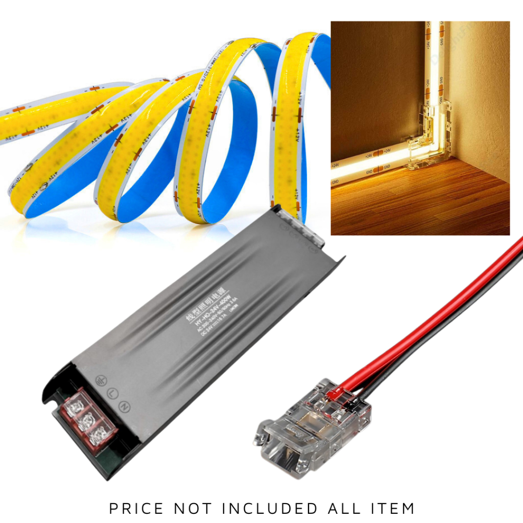 COB Strip DC 24V Warm Natural Cool White Flexible Ribbon Rope LED Light ...