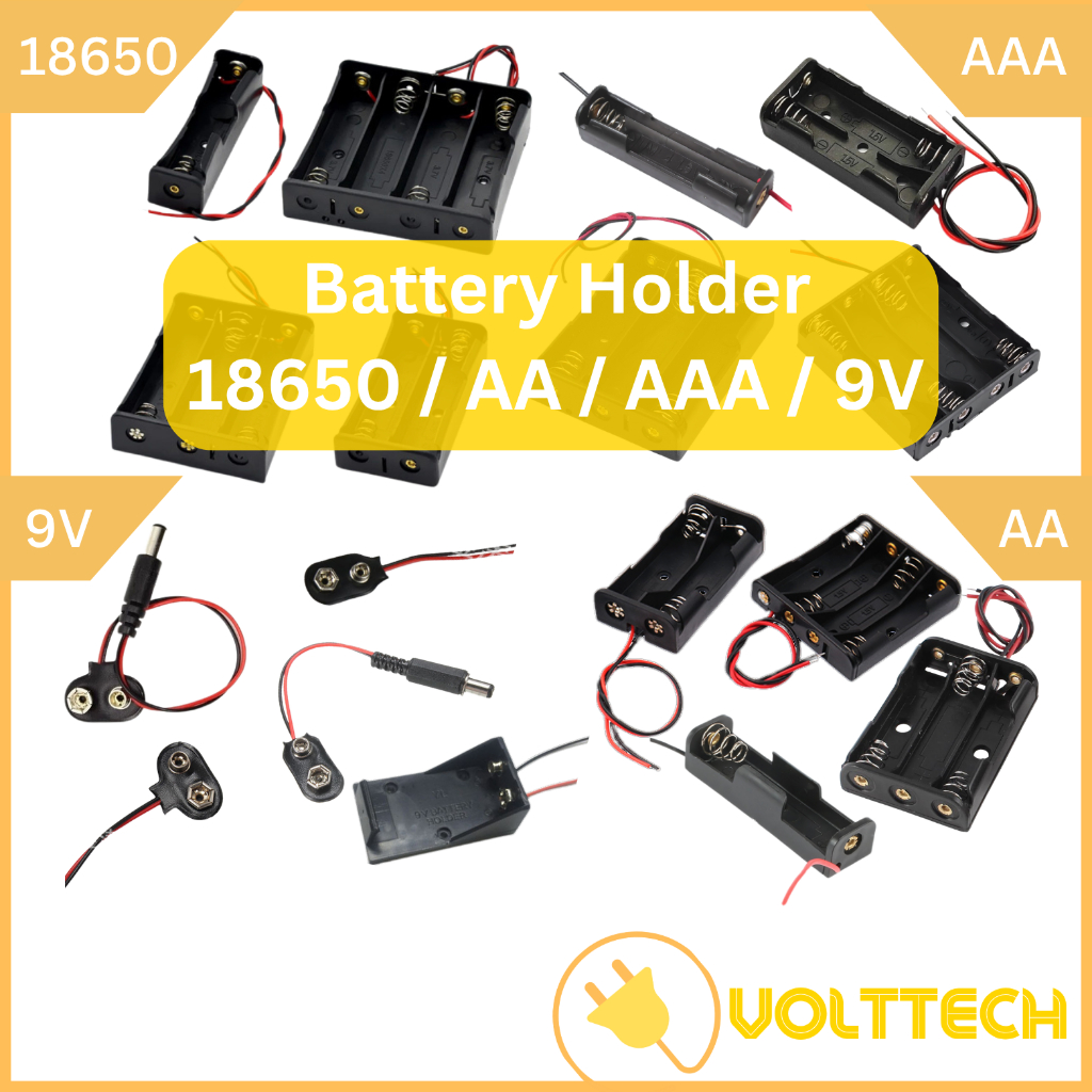 18650/AA Double/AAA Triple/9V Battery Snap Clip with DC Plug Battery ...