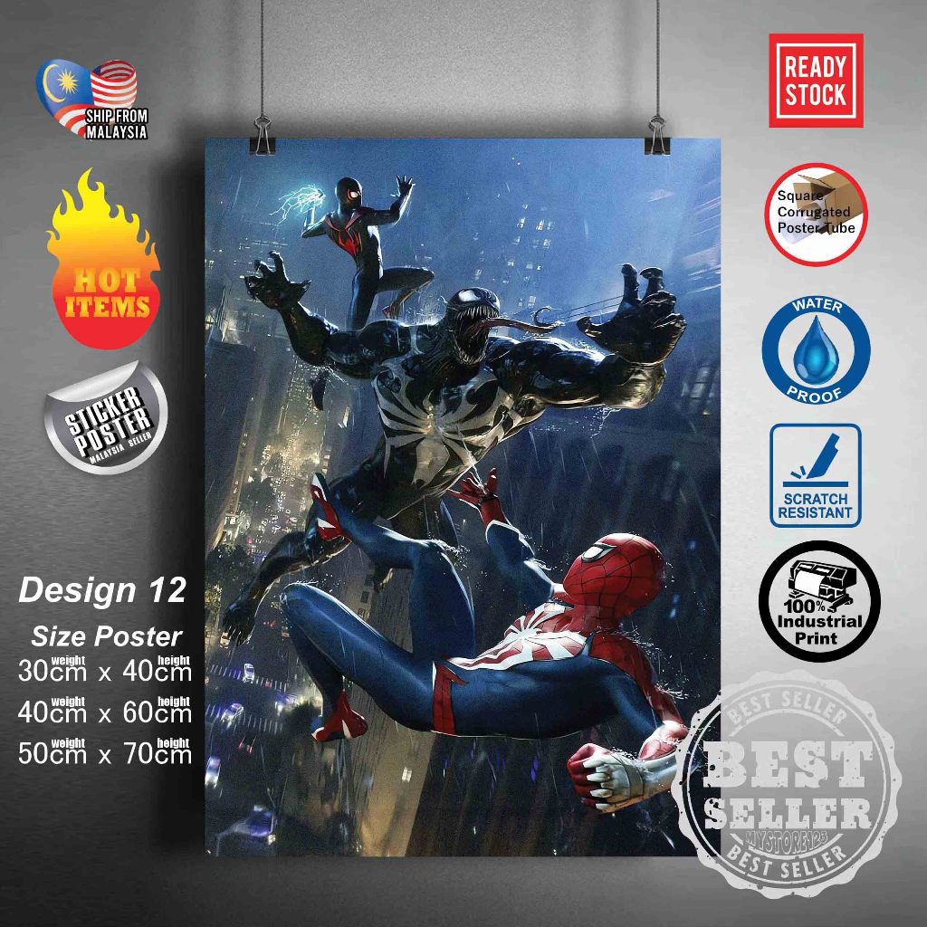 (READY STOCK)Marvel Poster Spider-Man The Avengers iron Man Captain ...