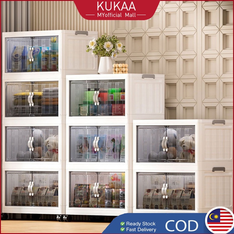 Kukaa L45-78CM Foldable Stackable Storage Cabinet Multifunction With ...