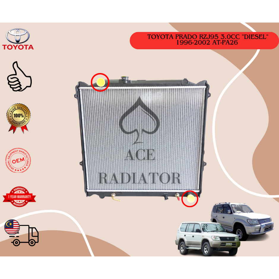 TOYOTA PRADO RZJ95 3.0CC ''DIESEL'' 1996-2002 OEM RADIATOR ASSY AUTO ...