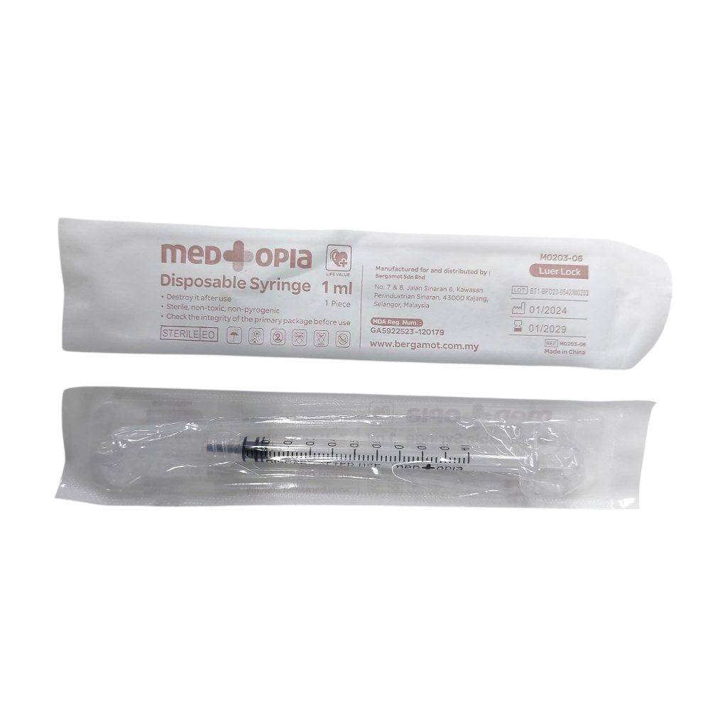 Medtopia Sterile Disposable Syringe Luer Lock 1ml (1pcs) | Shopee Malaysia