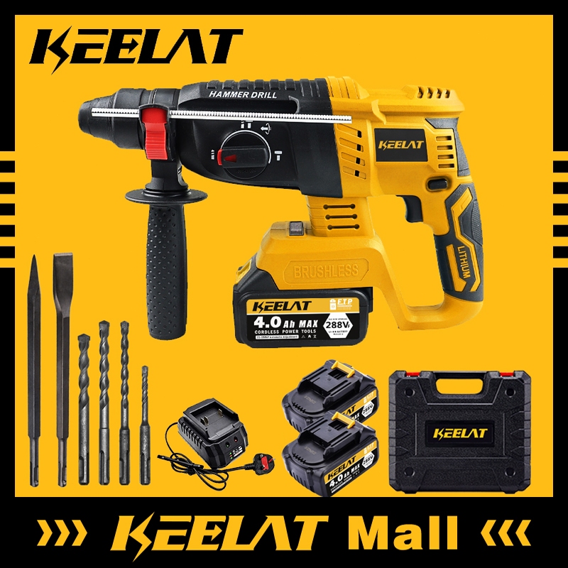 KEELAT Cordless Rotary Impact Hammer Drill 3 Model Heavy Duty Concrete ...