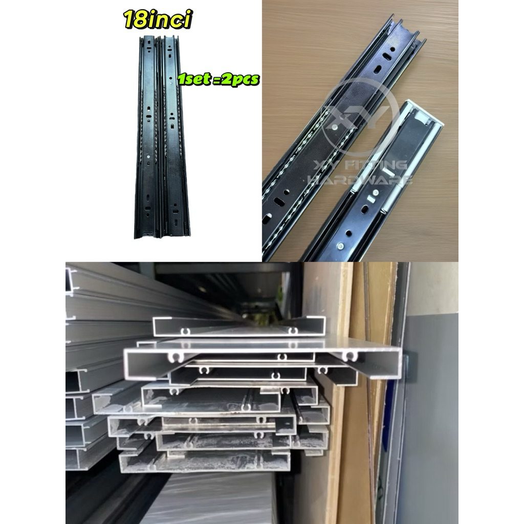 Aluminium Drawer Plate 16036 / Drawer Slide Normal 12-22 inci / Soft ...