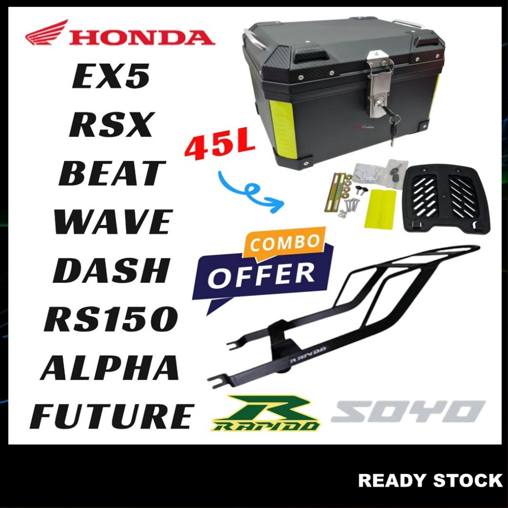 (HONDA) SOYO 45L Kotak Box Motosikal+RAPIDO Monorack Motor 1 Set RSX ...
