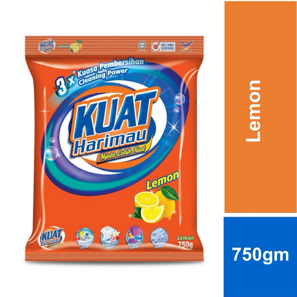 🧼 Kuat Harimau Lemon Powder Detergent 750g – Extra Clean, Citrus Fresh ...