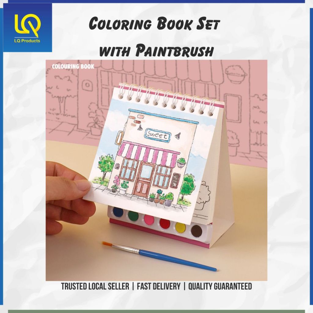 ️20 Sheets Watercolor Painting Coloring Book Set with Paintbrush/ DIY ...