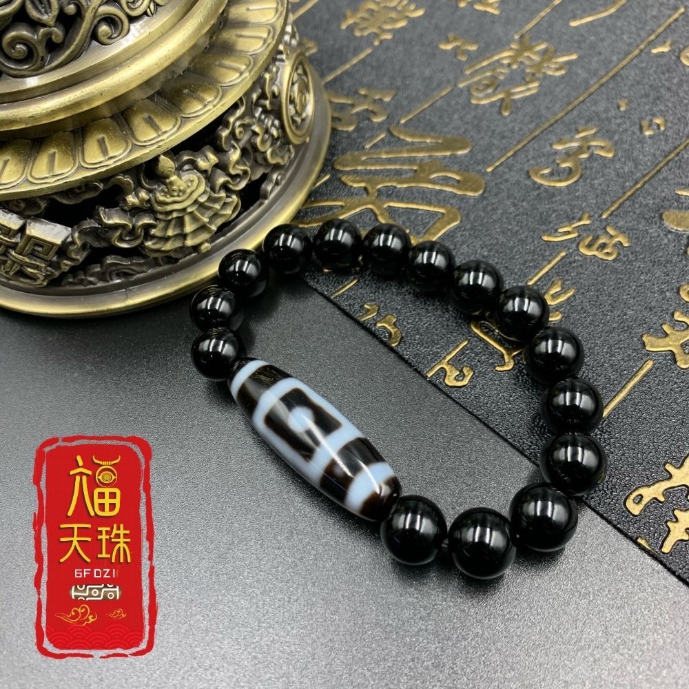 六畐天珠6F Dzi 】星辰新天珠（单颗新天珠/黑玛瑙手串） | Shopee Malaysia