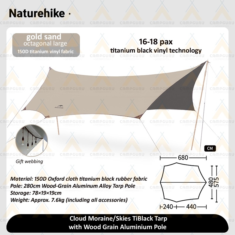 Naturehike Cloud Moraine (upgraded Cloud Skies 2024) Ti-Black