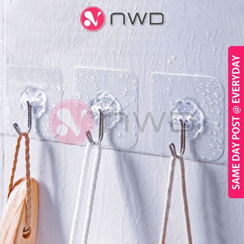 𝗣𝗨𝗡𝗖𝗛 𝗙𝗥𝗘𝗘 》Strong Adhesive Wall Hook Heavy Duty Sticky Hanger ...