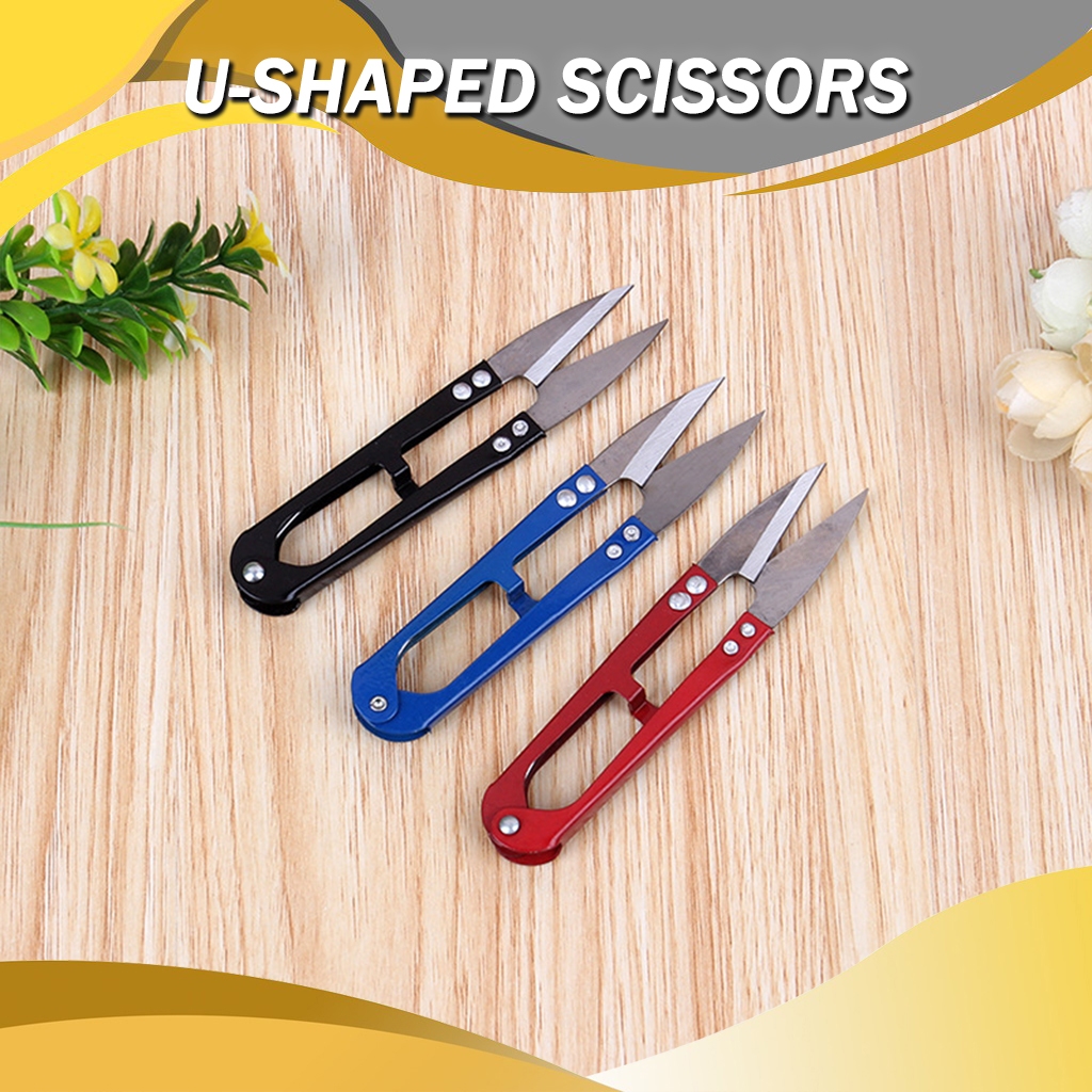 Multicolor Trimming Sewing Scissors U-Shape Yarn Stainless Steel Craft ...