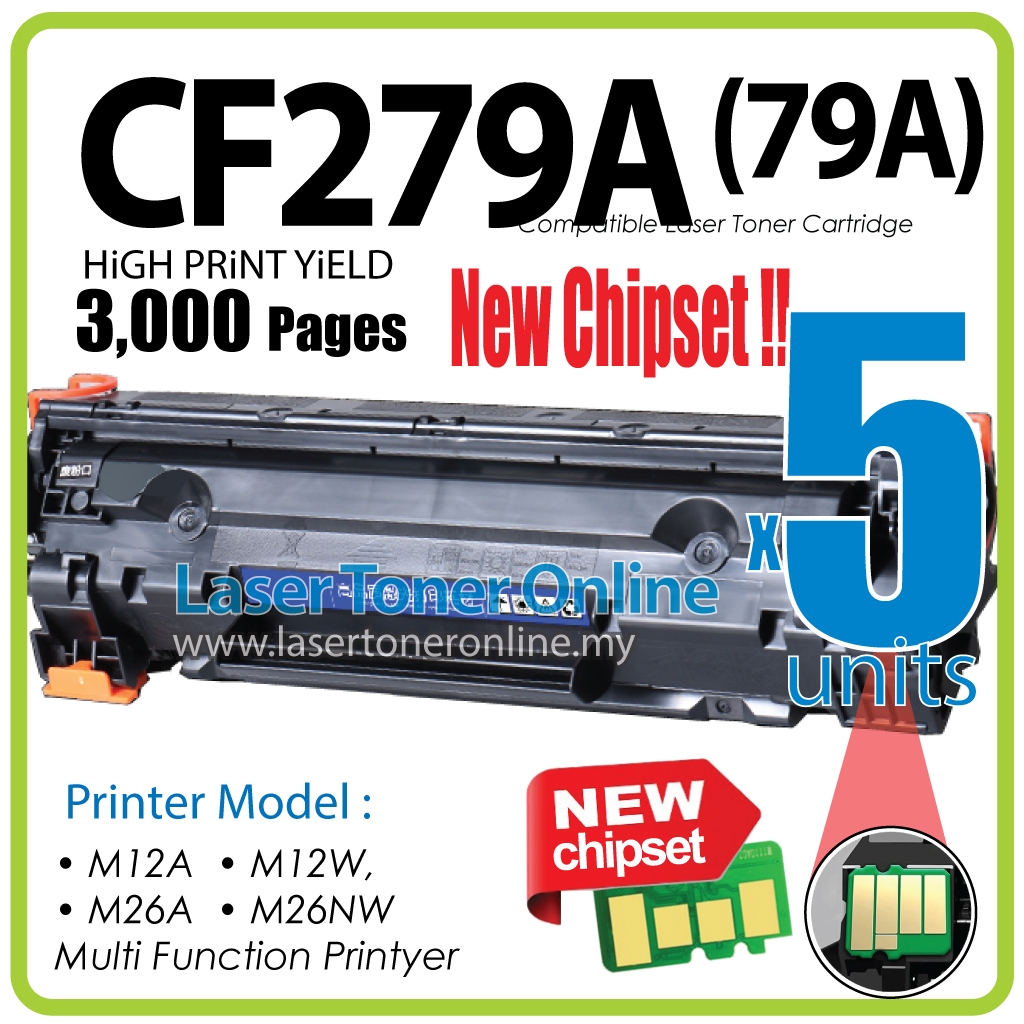 5x Compatible to H* 79A CF279A 279 CF279X For H* LaserJet Pro M12a M12w ...