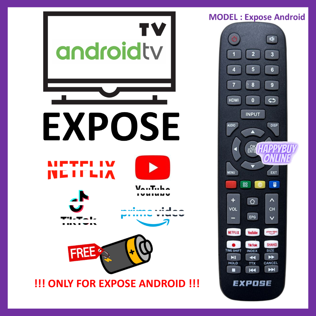 Compatible EXPOSE Android Smart Google TV Remote Control T3CZ1890155 ...