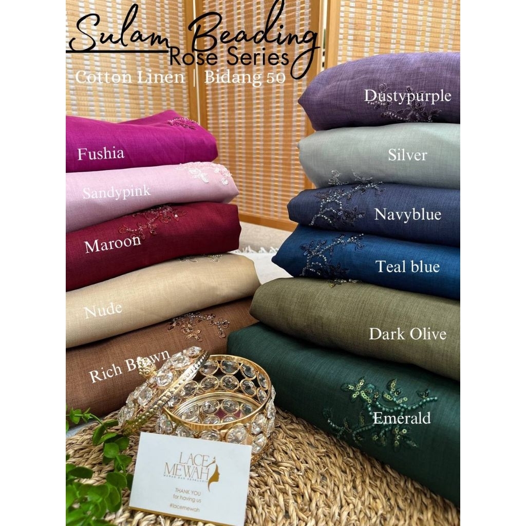 💥 KAIN SULAM BEADING ROSE, READYSTOCK, MATERIAL KAIN COTTON LINEN 💥 ...