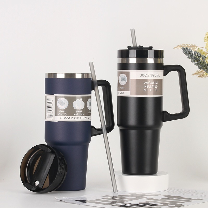900ml 304 Stainless Steel With Handle Thermos Insulated Vacuum Tumbler ...