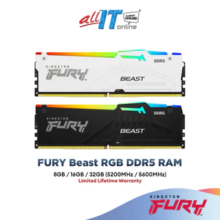 Kingston FURY Beast RGB DDR5 (5200MHz/5600MHz/6000MHz) CL36/CL40 Desktop PC Gaming Memory RAM - (8GB/16GB)
