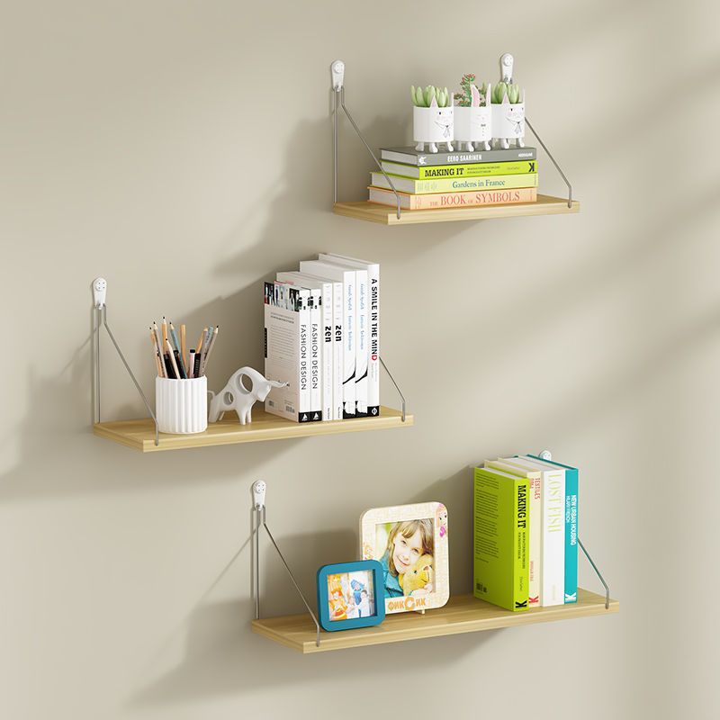1PCS 30/40/60CM Wall Mounted Bookshelf Durable Solid Wood Floating Rack ...