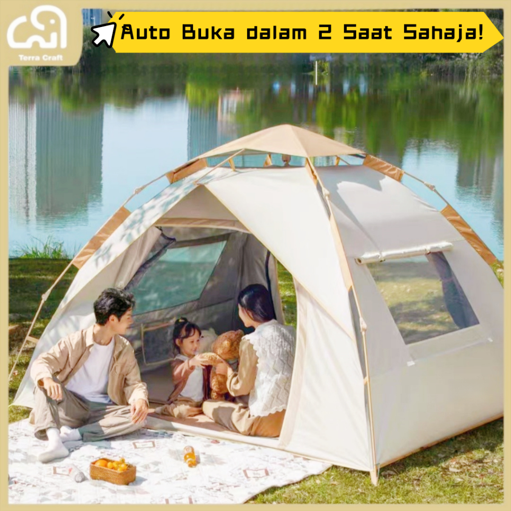 【Terra Craft】2m*2m Automatic khemah 2 Doors Outdoor UV Foldable Khemah ...