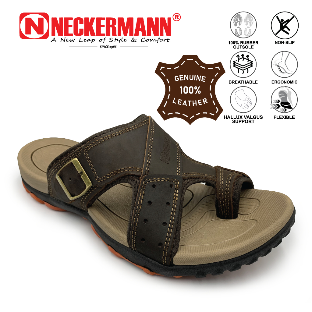 Neckermann Men's Wayfarer Hallux Premium Slides Sandals in Genuine Oil ...