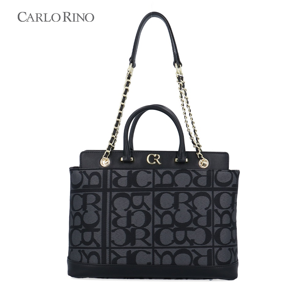 Carlo Rino Carlo GEO Jacquard Tote Bag Black, Beg Tote Premium Wanita ...