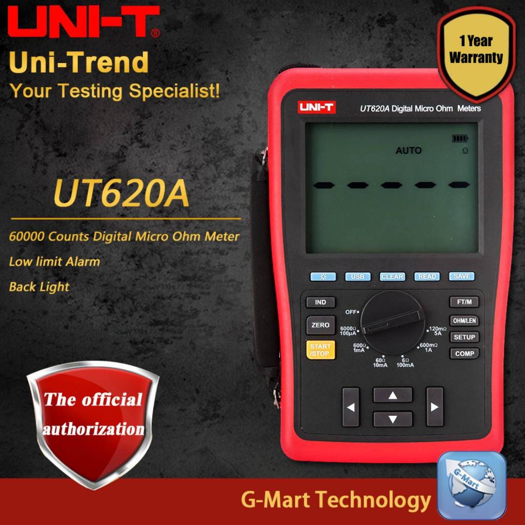 UNI-T UT620A 60000 Counts Digital Micro Ohm Meter Resistance Meter ...