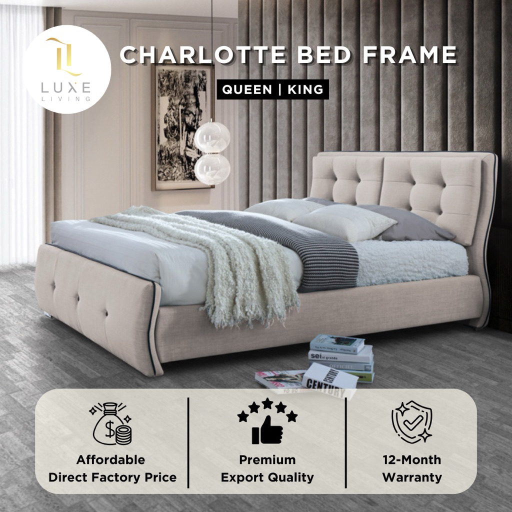 Luxe: Charlotte Queen / King Curvy Bed Frame / Katil with Thick Curvy ...