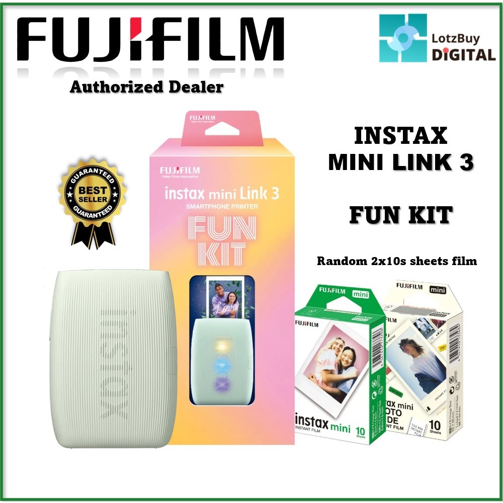 Fujifilm Instax Mini Link 3 Smartphone Printer Fun Kit With 20 Sheets ...