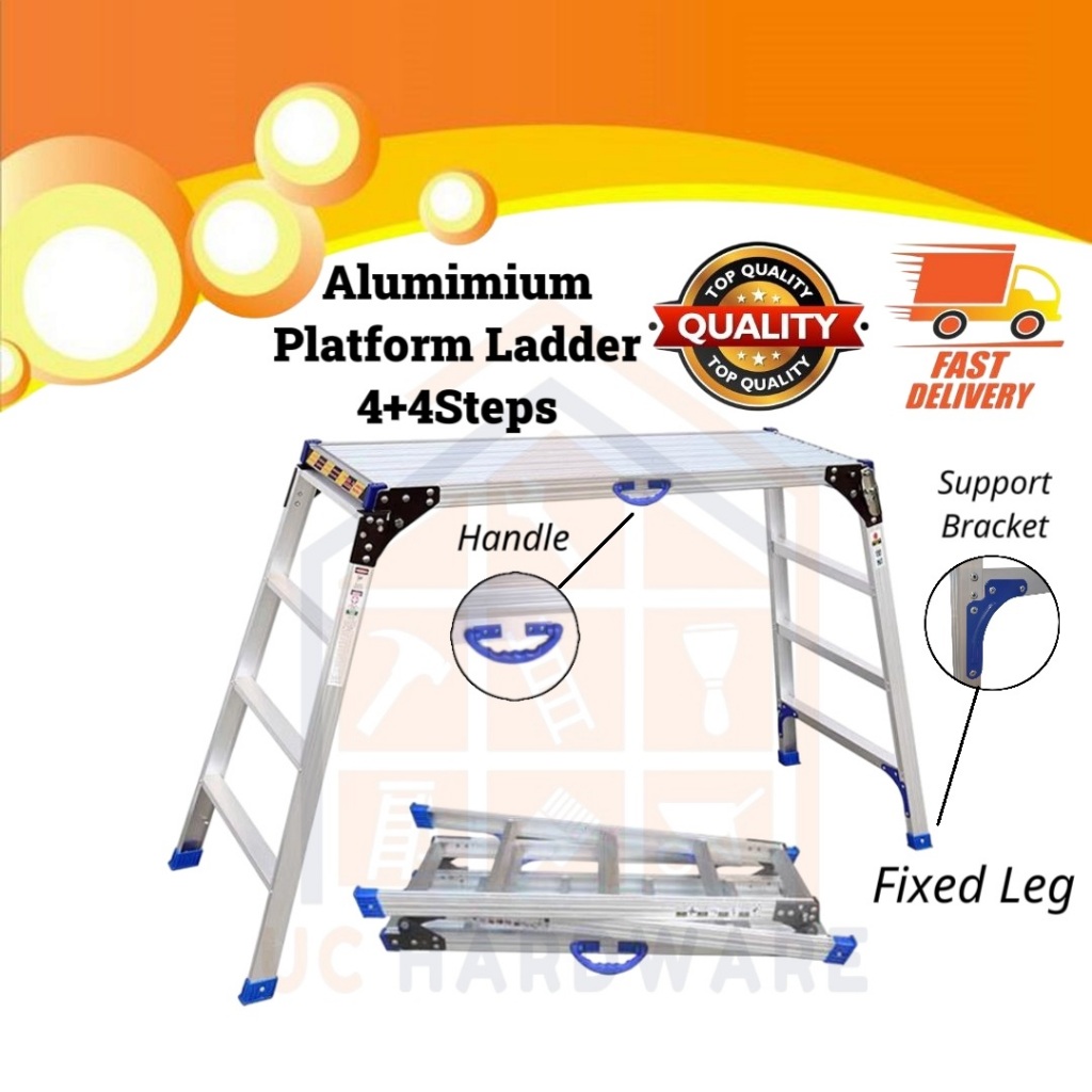Aluminium Platform Ladder Scaffolding Workbench 4+4Steps Tangga ...