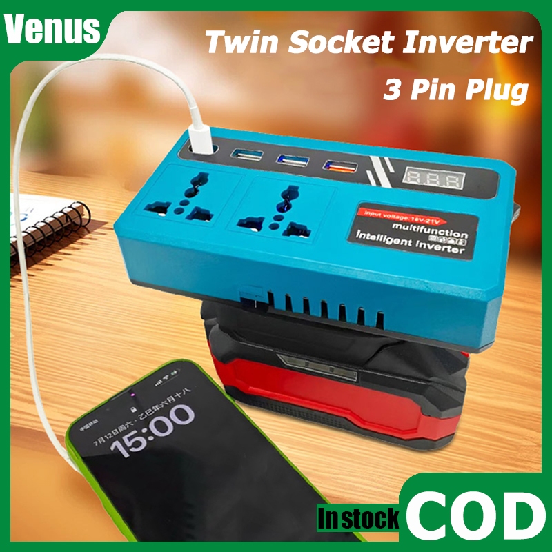3 Pin Plug Inverter Power Socket Adaptor 150W Camping Inverter Twin ...