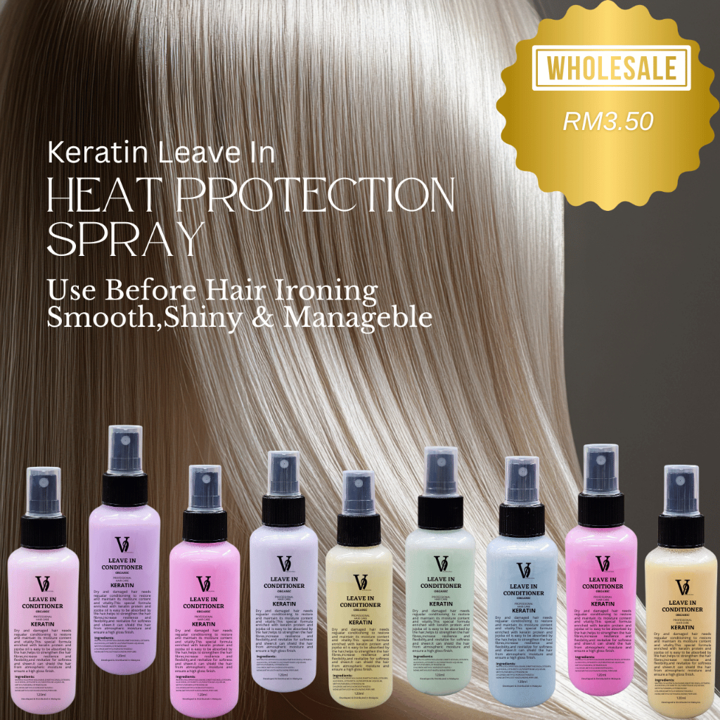V9 Keratin Leave In Conditioner Heat Protection Spray Vitamin Rambut ...