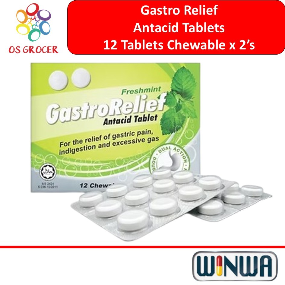 💢 Gastro Relief Antacid Tablet 12 Tablets Chewables x 2's | Shopee Malaysia