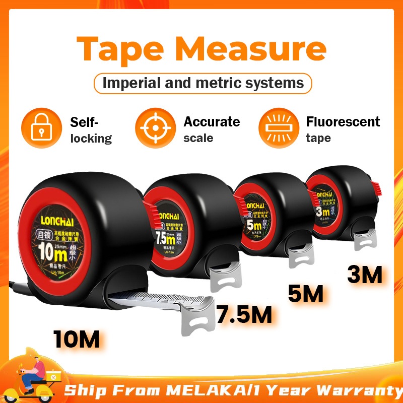 Measurement Tape Self Locking Fluorescent Steel Tape Measure Wear ...
