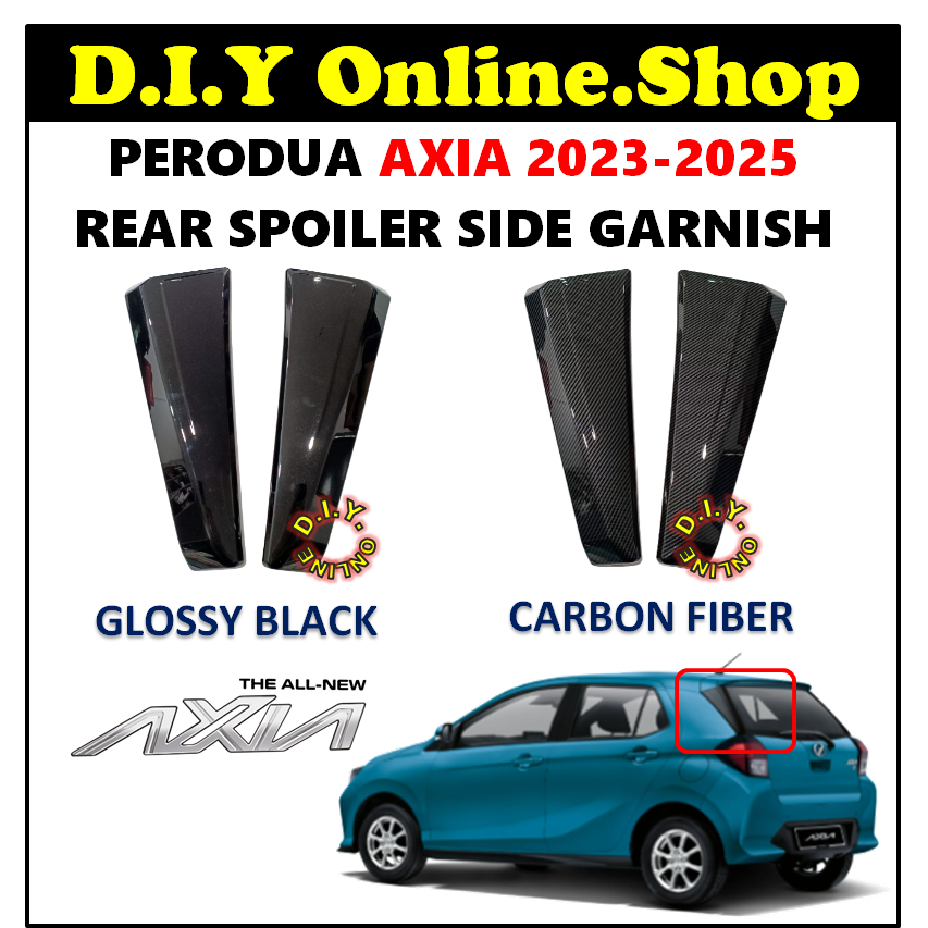 PERODUA AXIA 2023-2026 REAR SPOILER SIDE GARNISH CARBON FIBER , GLOSSY ...