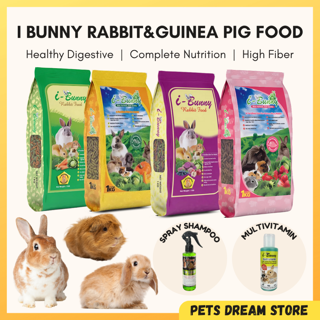 i-Bunny Rabbit Food Guinea Pig Food 1kg High Fiber Healthy Fruity ...