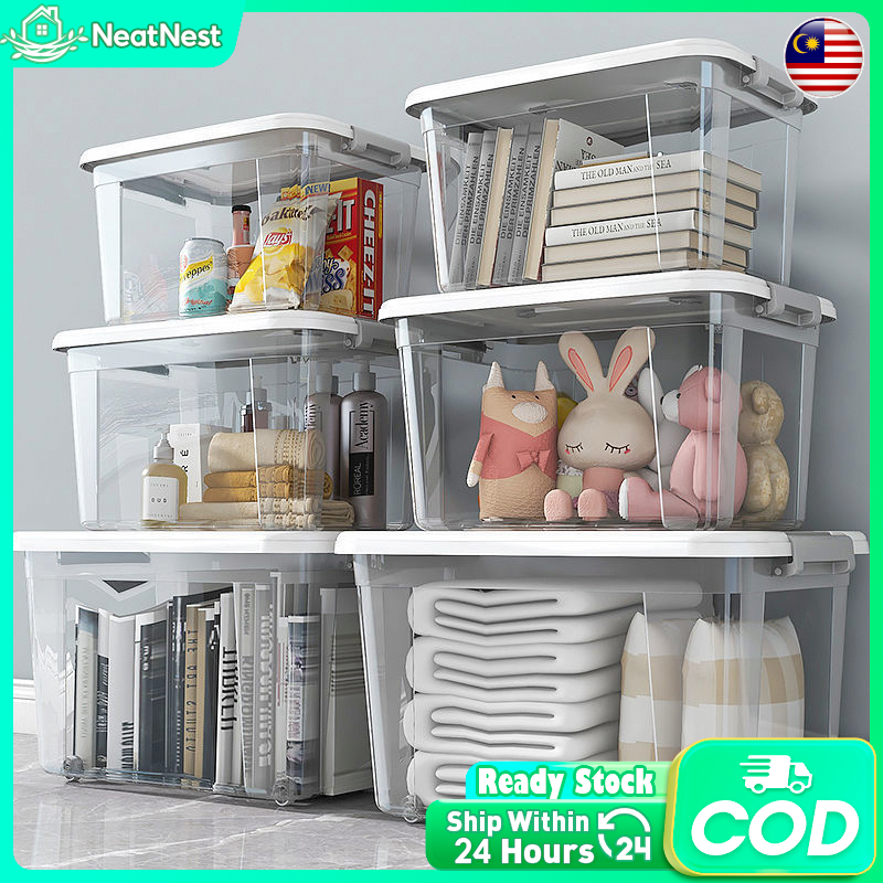 Kotak Simpanan Roda Clear Transparent Storage Box Storage Box with ...