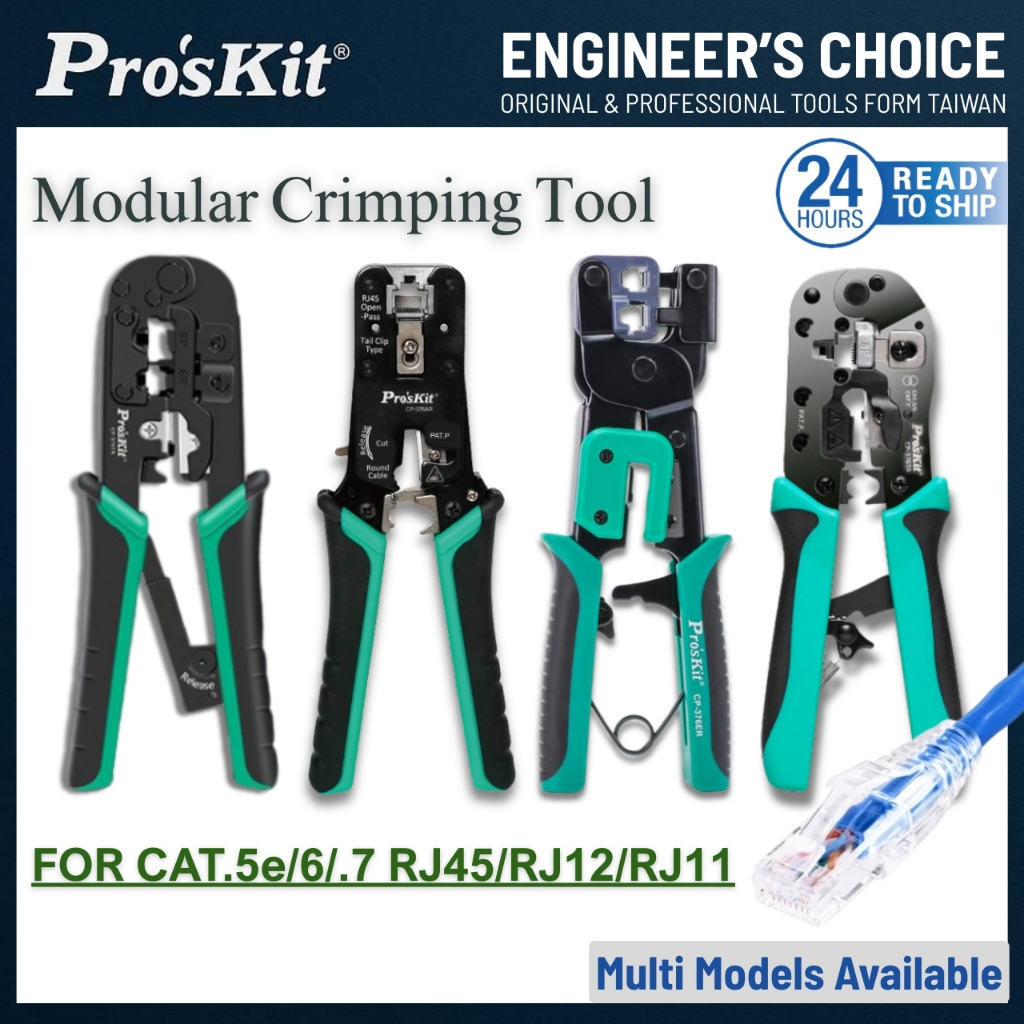 Pro’sKit CP-376ER Modular Crimping Tool RJ45 RJ12 RJ11 LAN Cable Cutter ...