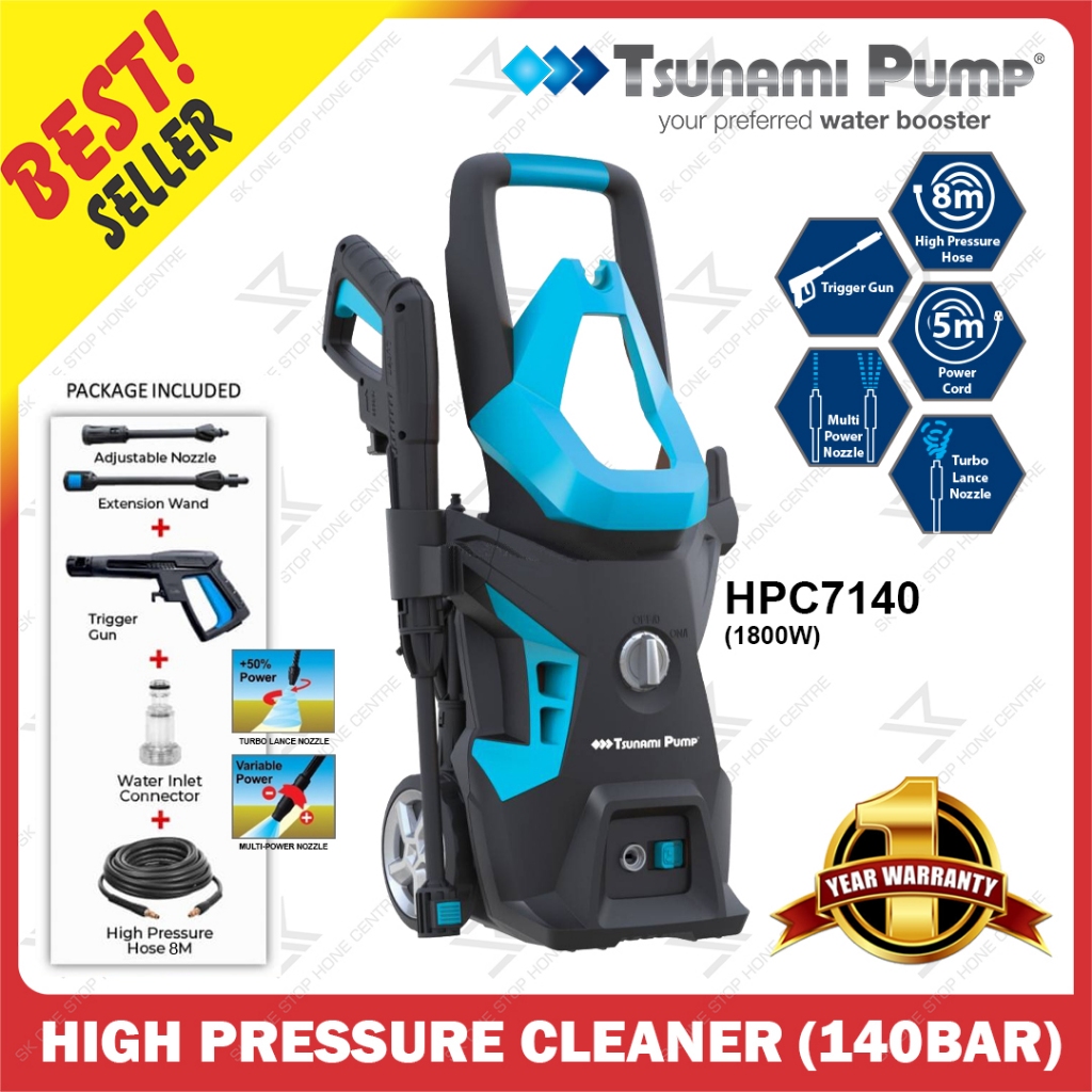Tsunami Water Jet HPC7140 High Pressure Cleaner 1800W / 140 Bar ...