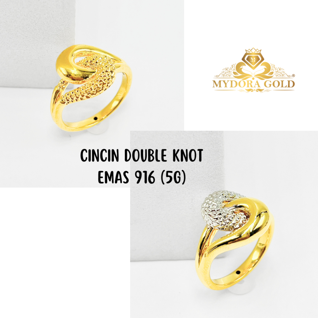 MYDORA Cincin Double Knot 1C/2C (5G) l EMAS 916/22K | Shopee Malaysia
