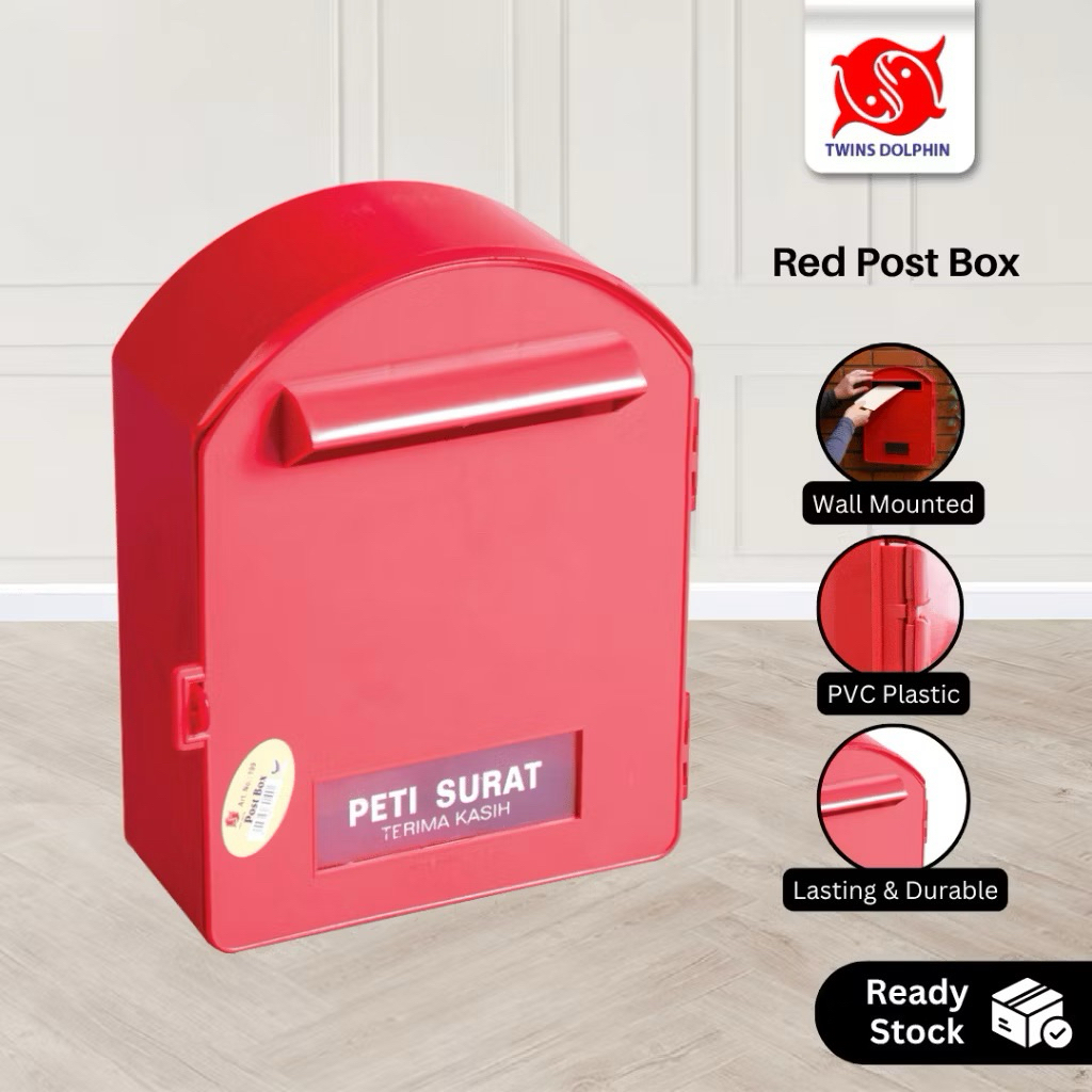 Twins Dolphin PostBox/ Red PVC Post Letter Box/ Red Plastic Mail Box ...