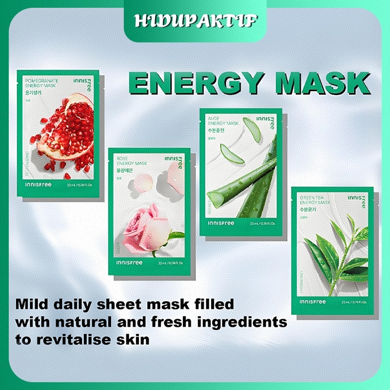 INNISFREE Energy Mask 22ml Masker Kertas Harian Keringanan Segera untuk ...
