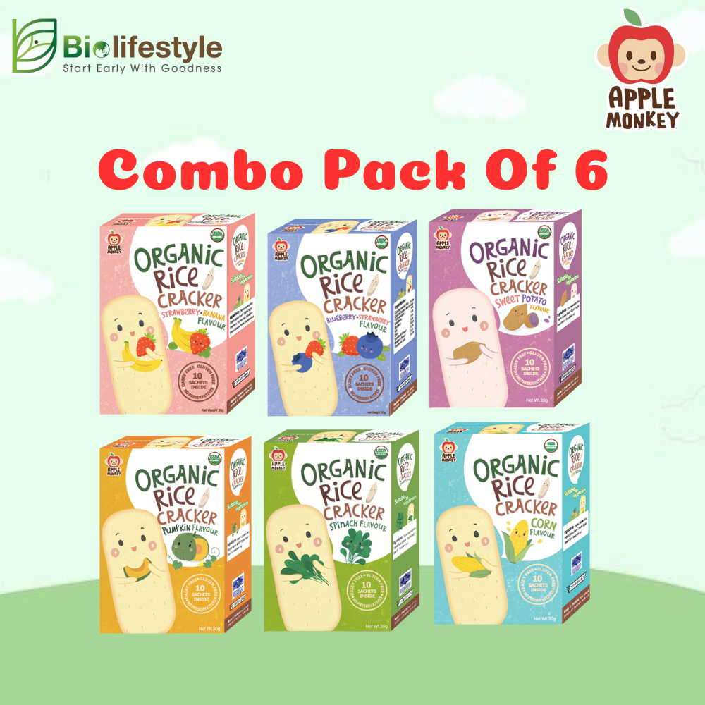 (Combo Pack Of 6) Apple Monkey Rice Cracker 30g | Shopee Malaysia