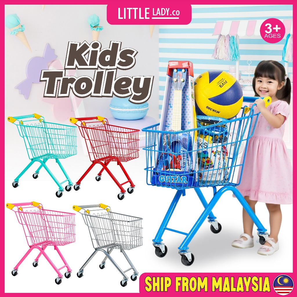 Litte Lady Trolley Metal Kids Children Shopping Cart Toy Supermarket ...