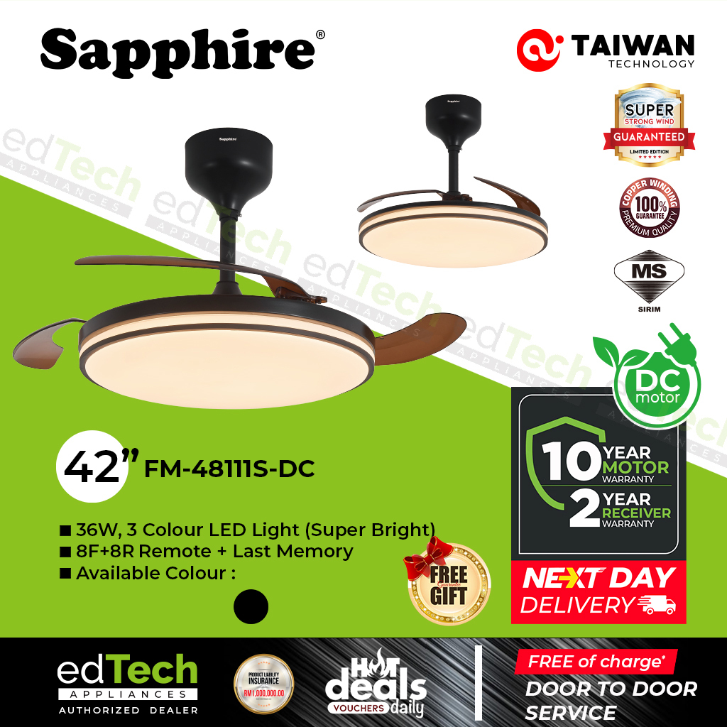 Sapphire | 42” | FM48111-DC Ceiling Fan | DC Motor | 16 Speeds | Kipas ...